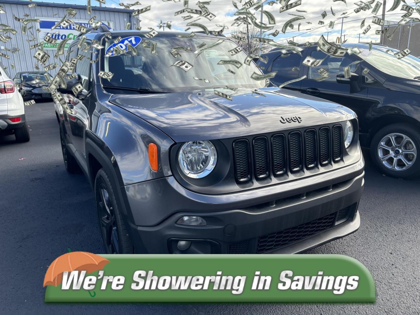 2017 GRAY Jeep RENEGADE LATITUDE Latitude FWD (ZACCJABB2HP) with an 2.4L L4 DOHC 16V engine, 6M transmission, located at 100 West Coliseum Boulevard, Fort Wayne, IN, 46805, (260) 471-0567, 41.118340, -85.141014 - 2017 Jeep RENEGADE LATITUDE Latitude FWD - Photo#0