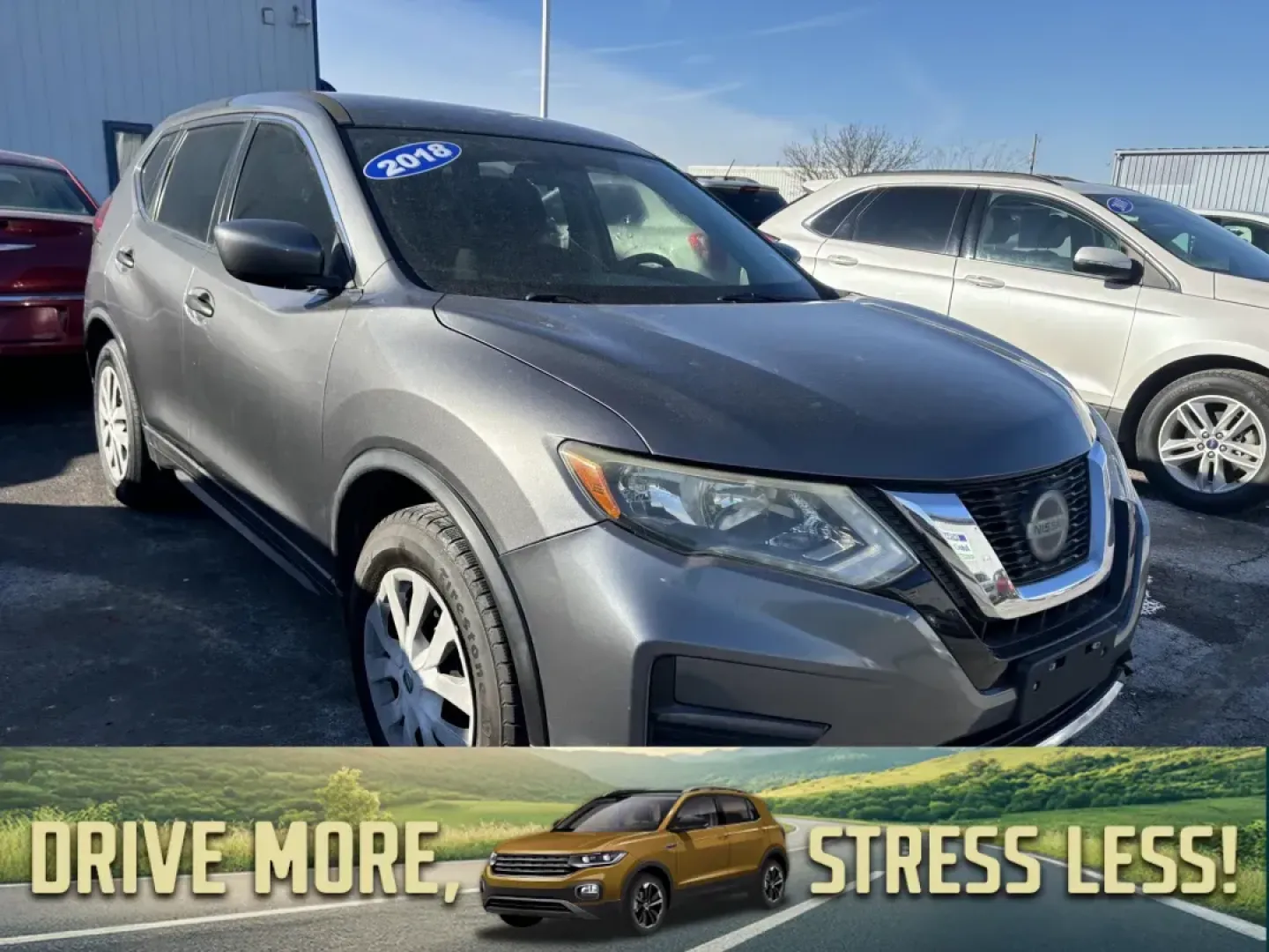 2018 GRAY Nissan ROGUE S; SL; SV SV 2WD (5N1AT2MT5JC) with an 2.5L L4 DOHC 16V engine, CVT transmission, located at 100 West Coliseum Boulevard, Fort Wayne, IN, 46805, (260) 471-0567, 41.118340, -85.141014 - 2018 Nissan ROGUE S; SL; SV SV 2WD - Photo#0