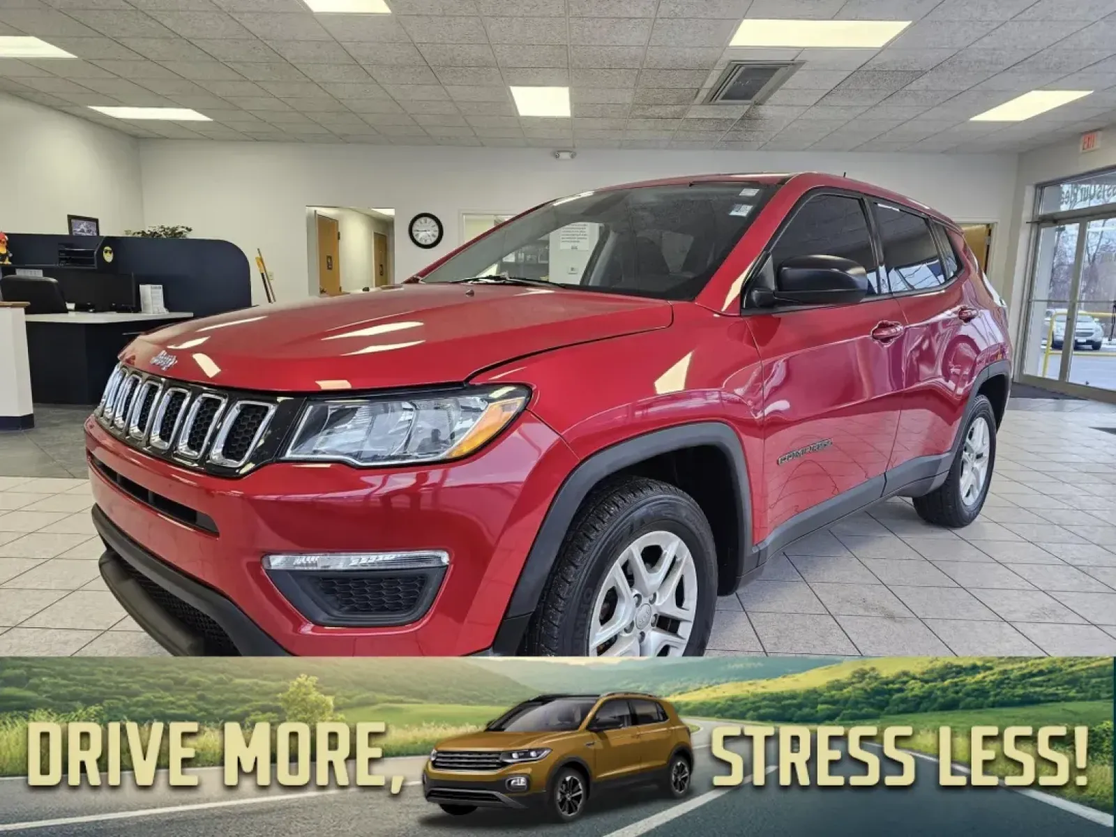 2018 RED Jeep COMPASS SPORT (3C4NJCAB7JT) with an Other engine, located at 502 South Main Street, Columbia City, IN, 46725, (260) 244-4645, 41.151382, -85.490578 - 2018 Jeep COMPASS SPORT - Photo#0