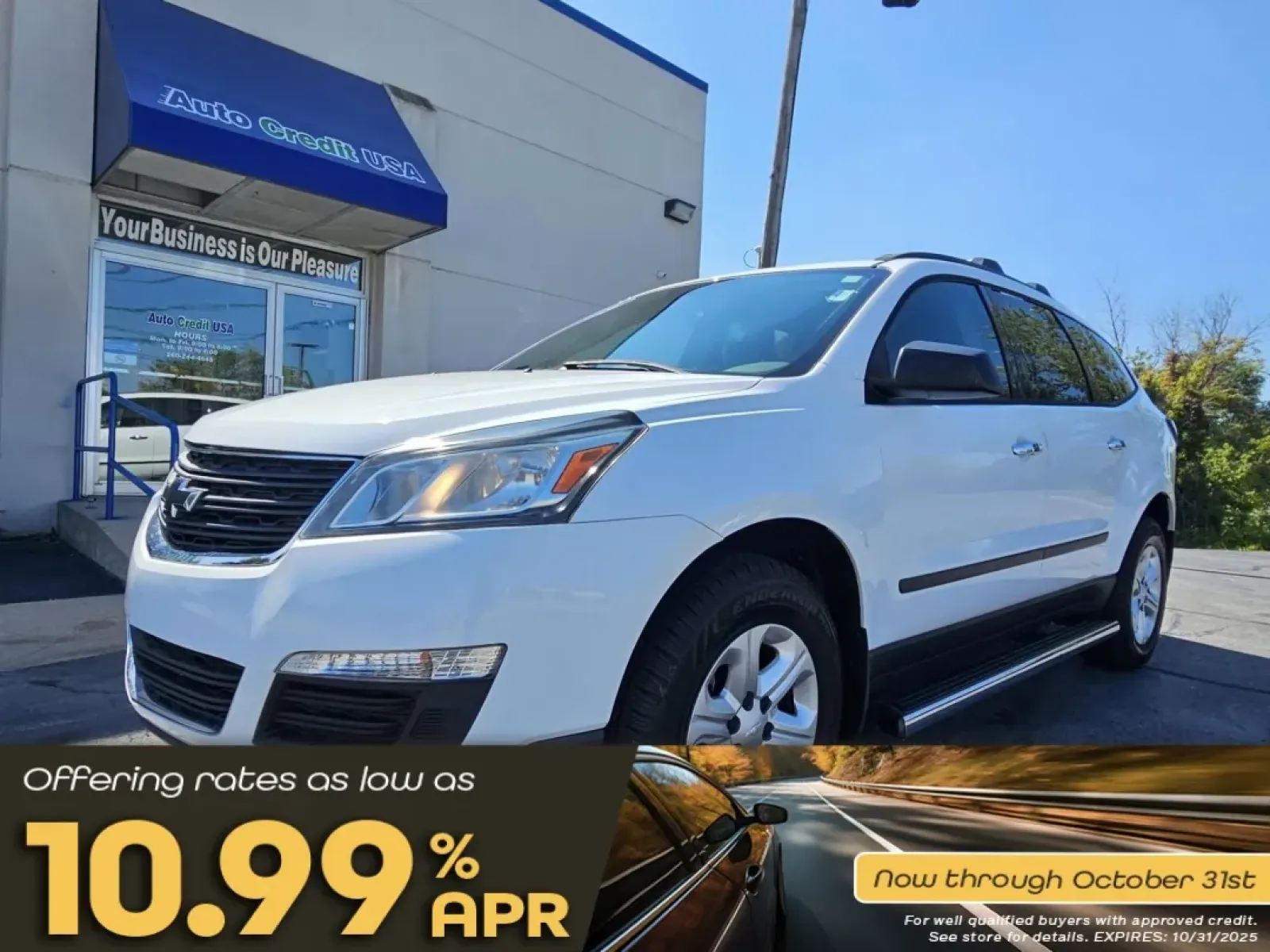 2016 Chevrolet TRAVERSE LS (1GNKRFKD9GJ) with an Other engine, located at 502 South Main Street, Columbia City, IN, 46725, (260) 244-4645, 41.151382, -85.490578 - Discover the ultimate family adventure with the 2016 Chevrolet Traverse LS, available now at Auto Credit, your trusted Buy Here Pay Here dealership in the heart of Columbia City, Indiana. Located at 502 South Main Street, we specialize in making car ownership accessible for everyone, especially for - Photo#0